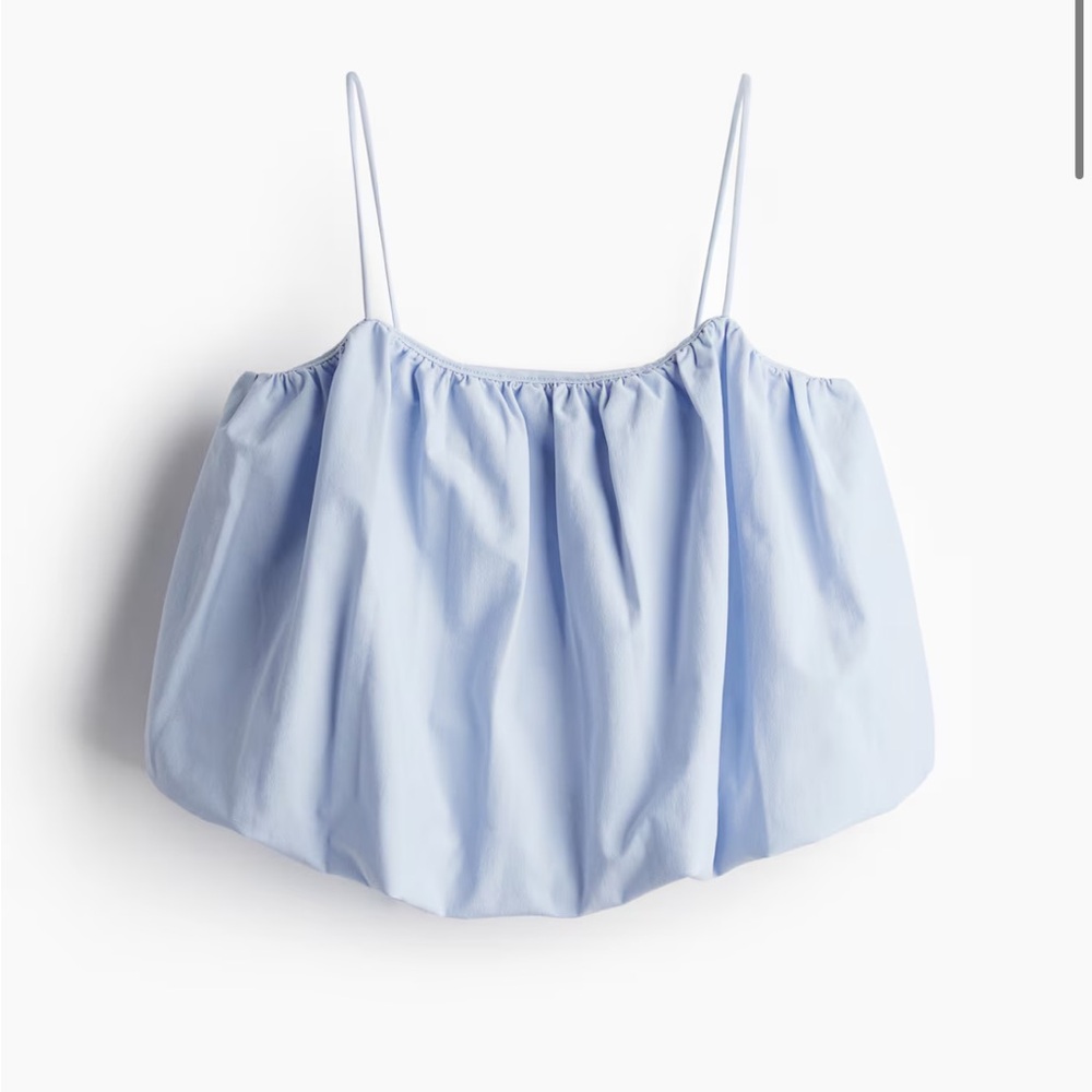 H&M Bubble Hem Crop Top Powder Blue - XS